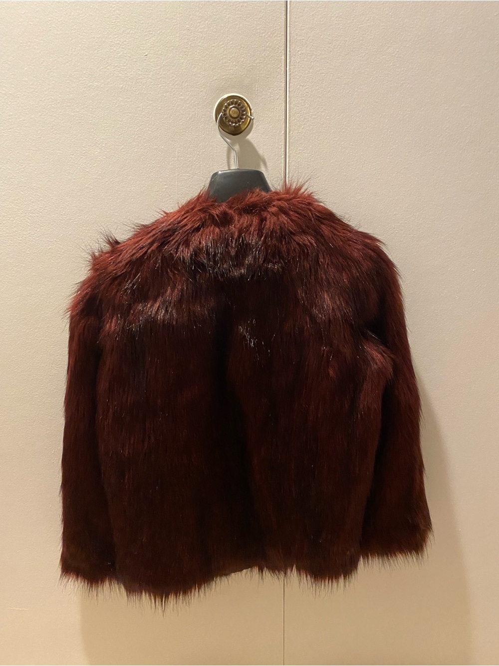 Stradivarius Burgundy Faux Fur Statement Jacket Size S - Picture 5 of 9